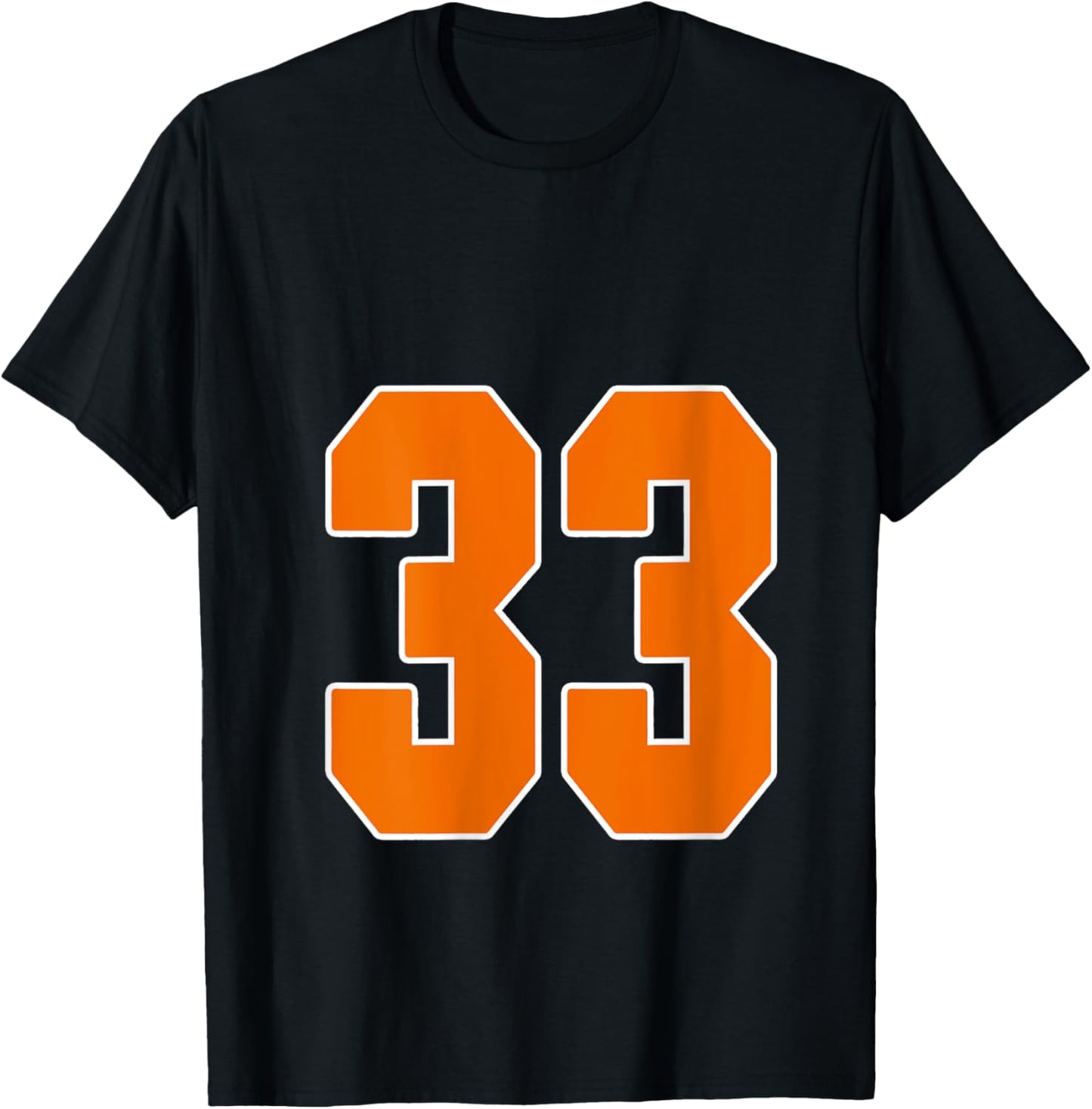 Orange Sports Number 33 Jersey Uniform Player Fan V-Neck T-Shirt - T-Shirt | Black