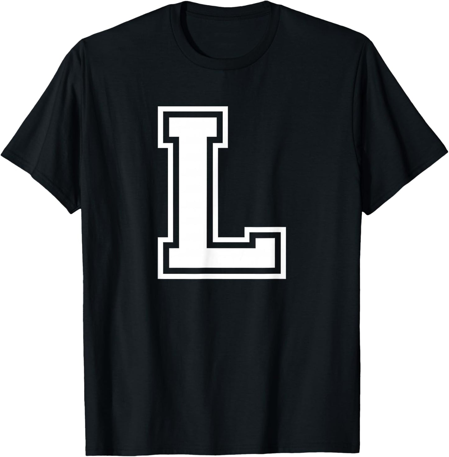 Letter L Name Initial Varsity Alphabet Monogram T-Shirt - T-Shirt | Black