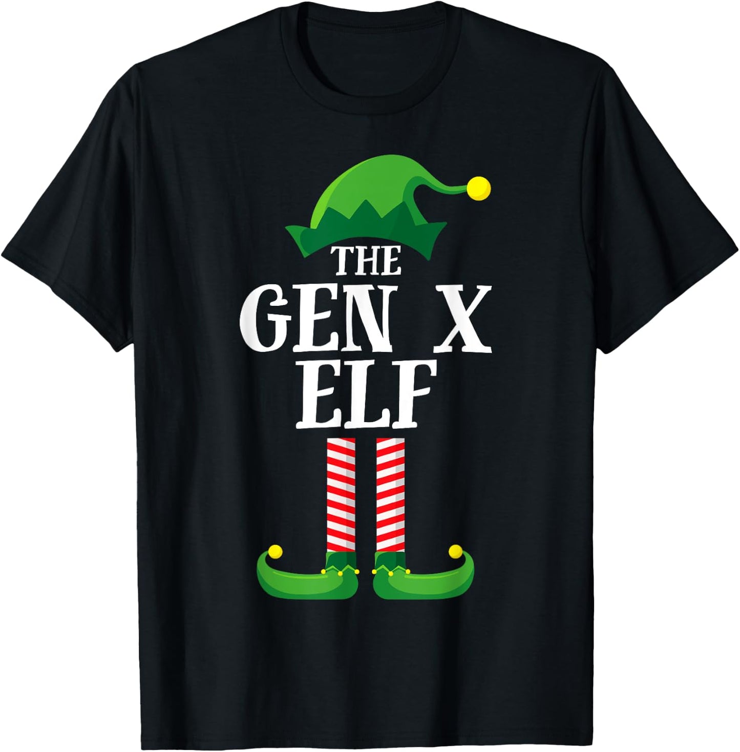 Gen X Elf Matching Family Group Christmas Party Pyjamas T-Shirt - T-Shirt | Black