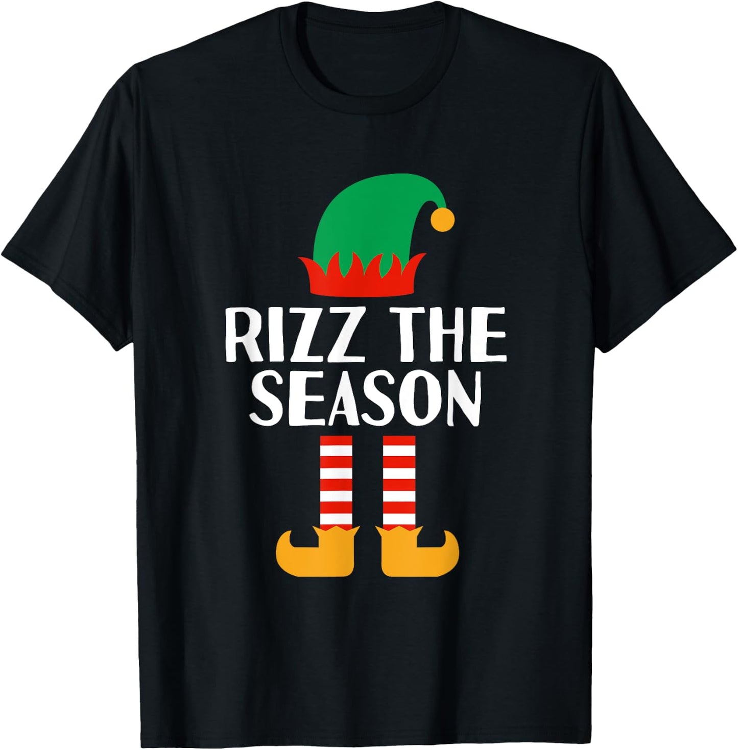 Rizz The Season Gen Z Christmas Pun Funny Elf Holiday Elves T-Shirt - T-Shirt | Black