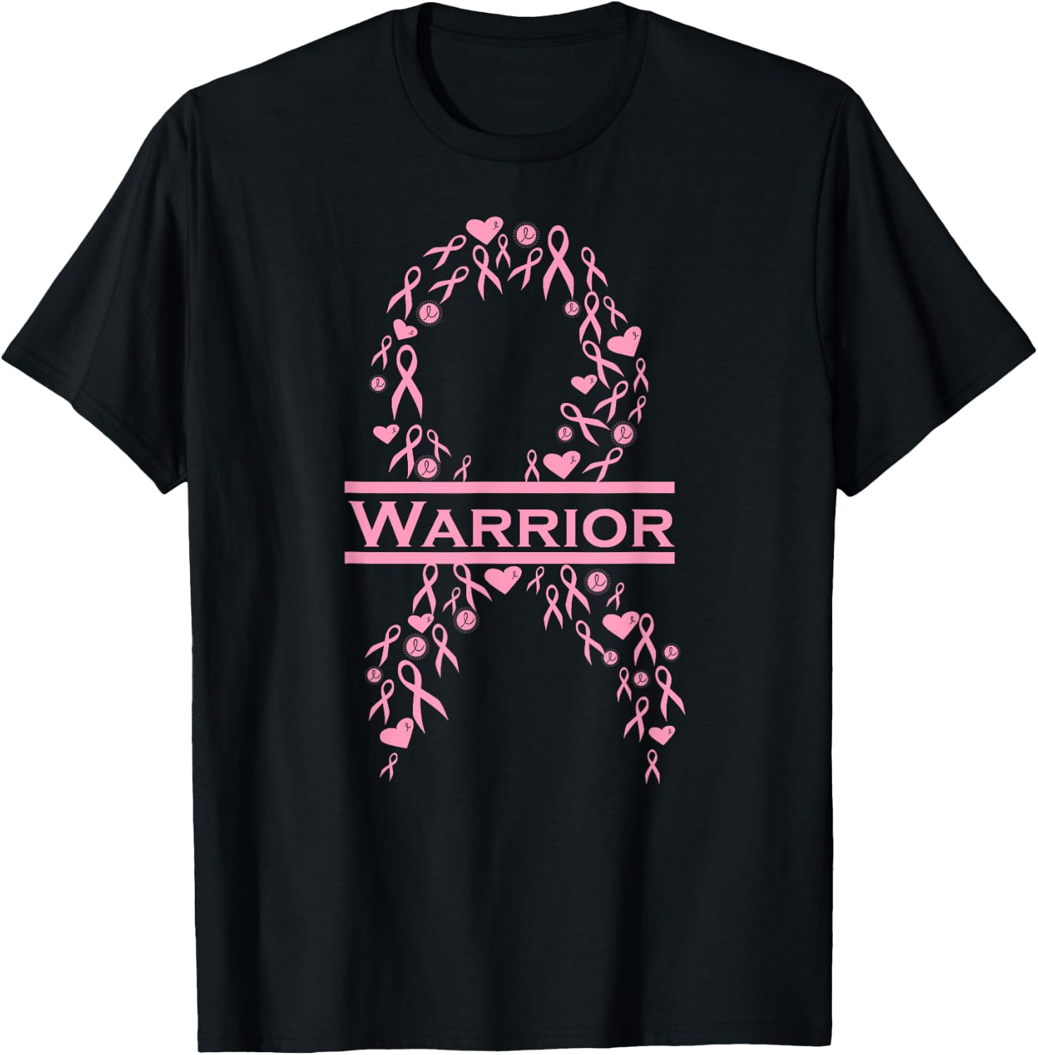 Breast Cancer Awareness Pink Ribbon Warrior T-Shirt - T-Shirt | Black