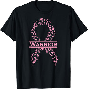 Breast Cancer Awareness Pink Ribbon Warrior T-Shirt - T-Shirt | Black