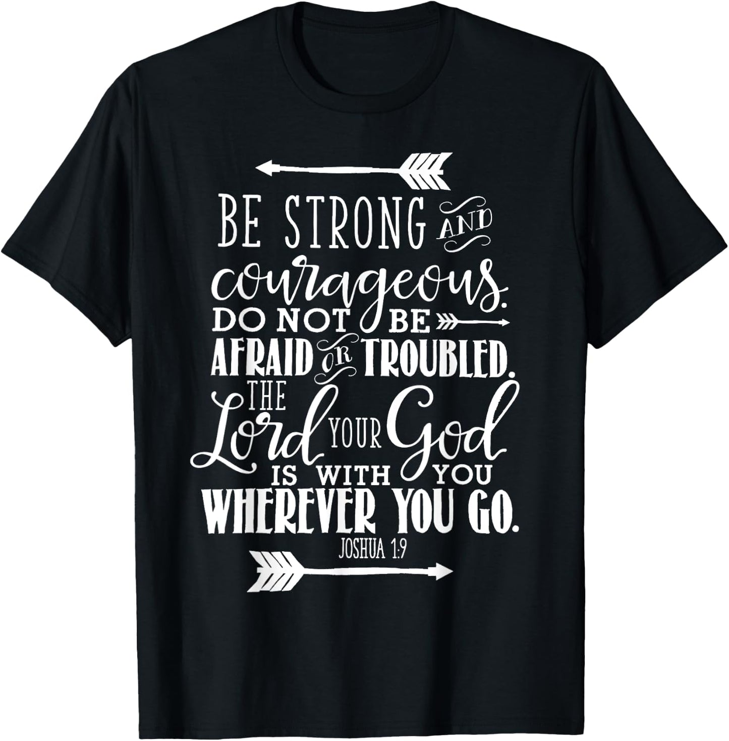 Joshua 1:9 Christian Bible Verse Pink T-Shirt - T-Shirt | Black