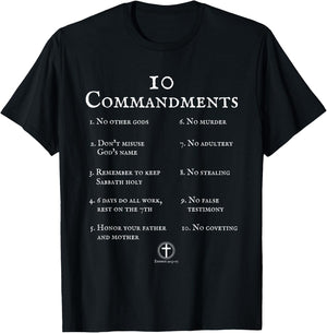 10 Commandments Bible Verse Scripture T-Shirt - T-Shirt | Black