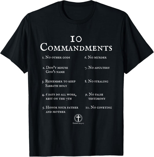 10 Commandments Bible Verse Scripture T-Shirt - T-Shirt | Black