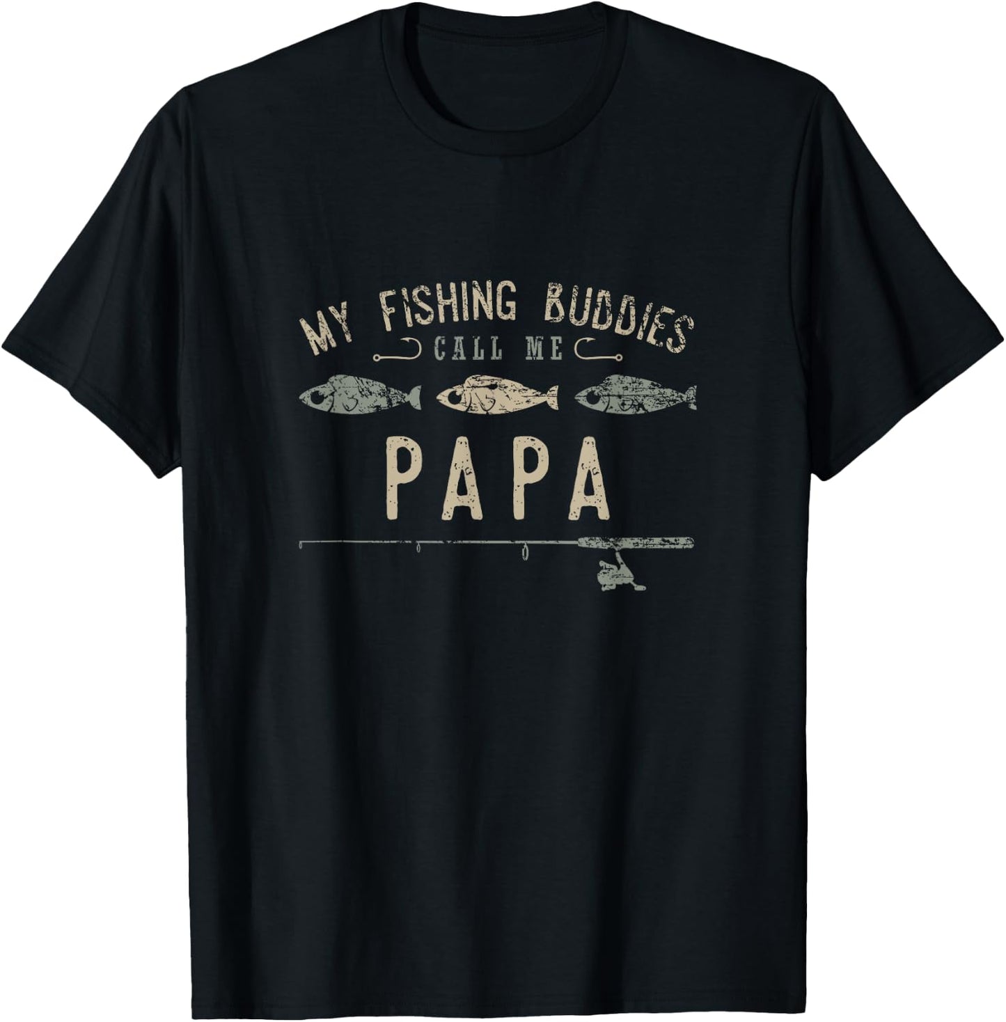 My Fishing Buddies Call Me Papa Cute Father's Day Gift T-Shirt - T-Shirt | Black