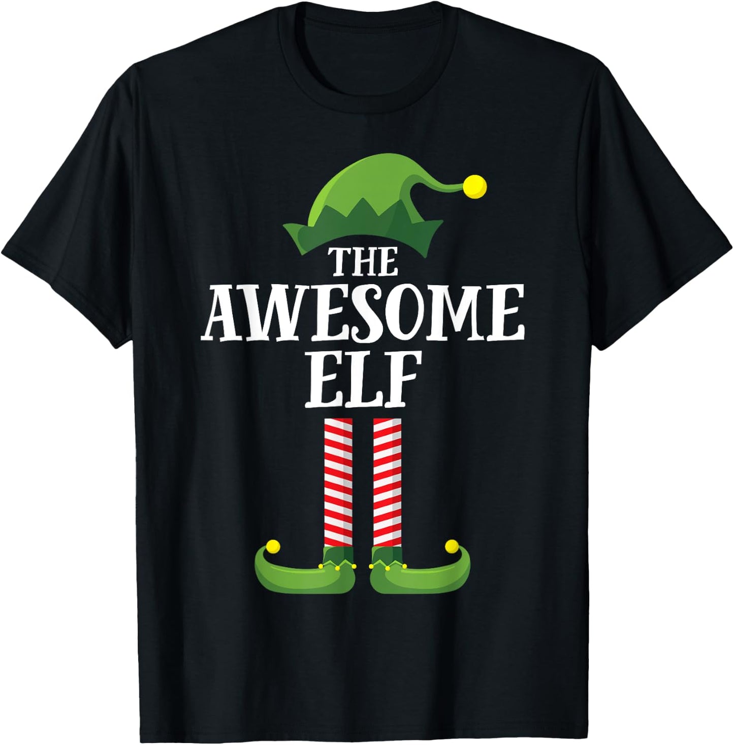 Awesome Elf Matching Family Group Christmas Party Pyjamas T-Shirt - T-Shirt | Black
