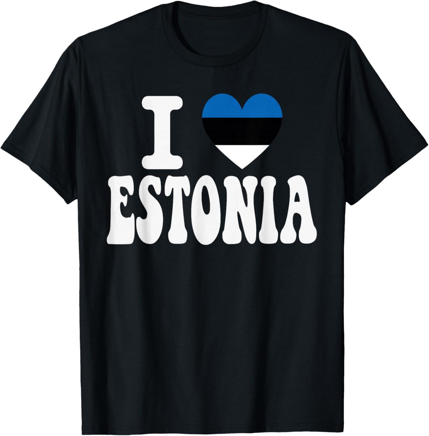 I Love Estonia Heart Flag Retro Travel Souvenir T-Shirt - T-Shirt | Black