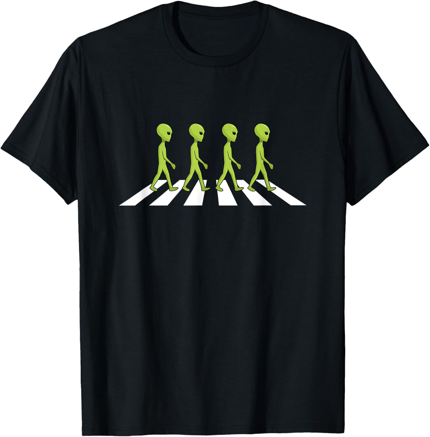 Aliens Crossing and Walking Across Road Funny Gift T-Shirt - T-Shirt | Black