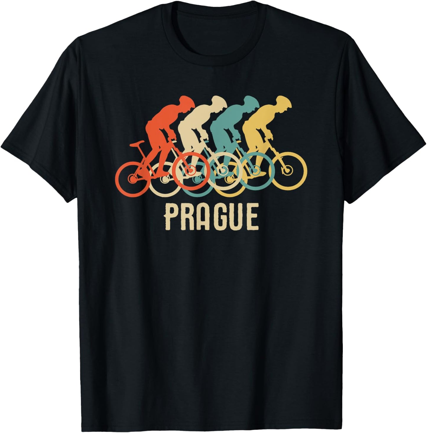 Retro Vintage Bike Prague T Shirt T-Shirt - T-Shirt | Black