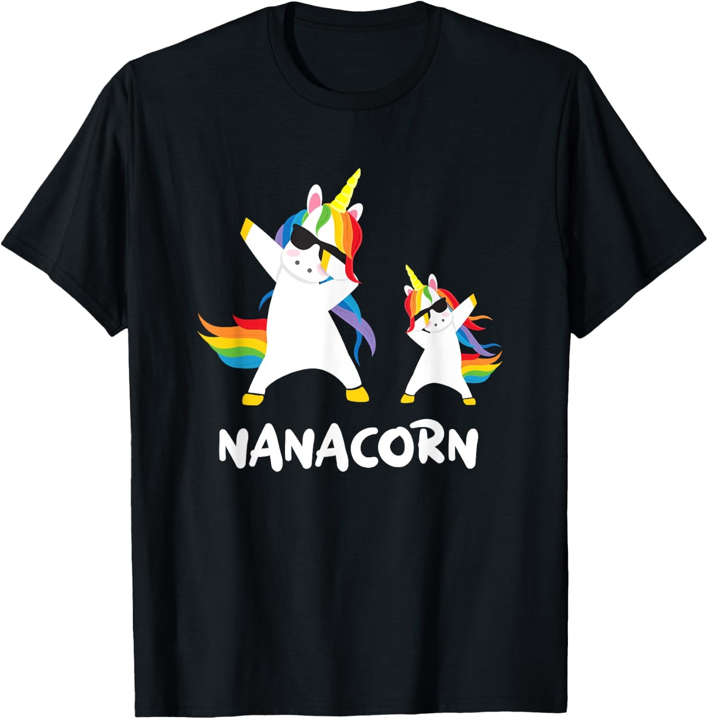 Funny Grandma Nana Gigi Nana Unicorn Nanacorn Dabbing Shirt T-Shirt - T-Shirt | Black