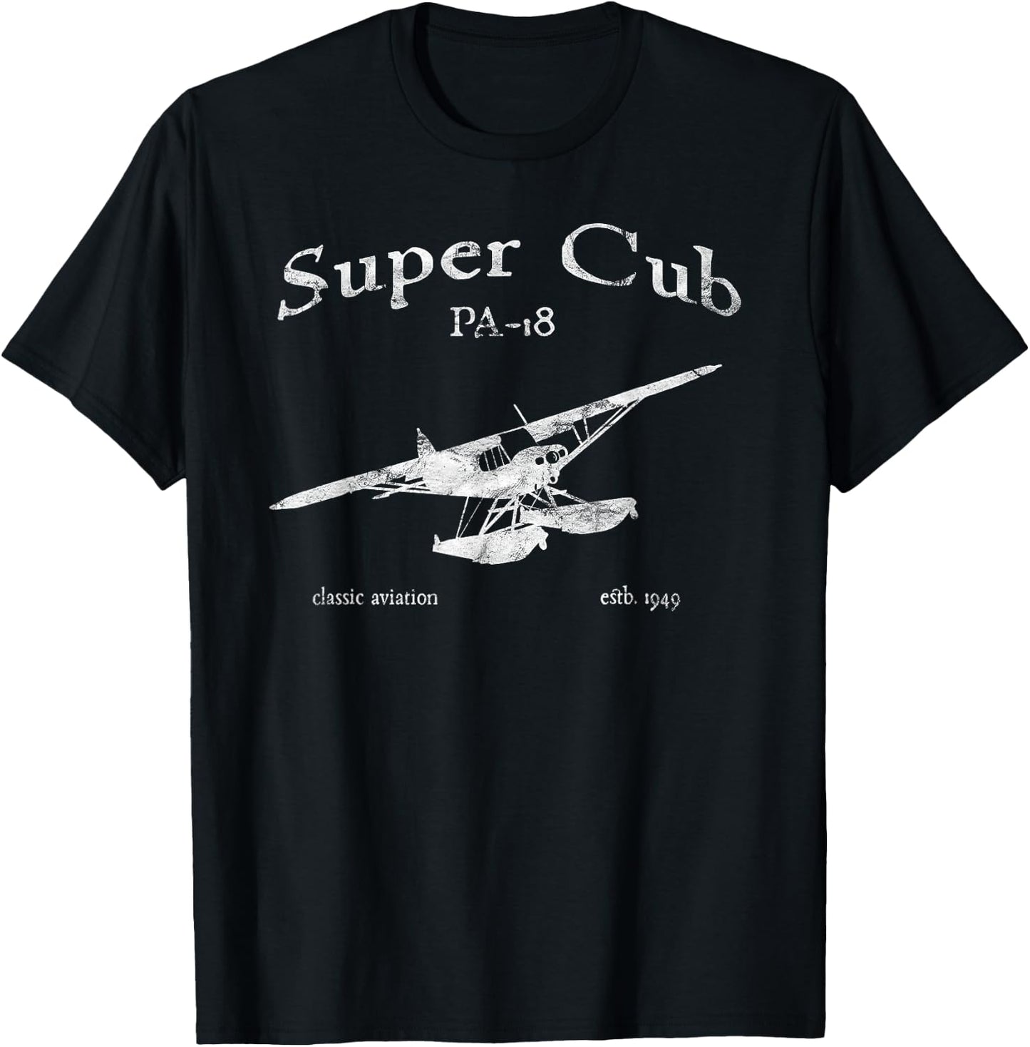 PA-18 Super Cub Airplane Classic Vintage Airplane Pilot T-Shirt - T-Shirt | Black