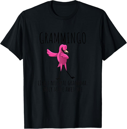 Grammingo Like A Grandma Only Awesome Dabbing Flamingo Gift T-Shirt - T-Shirt | Black