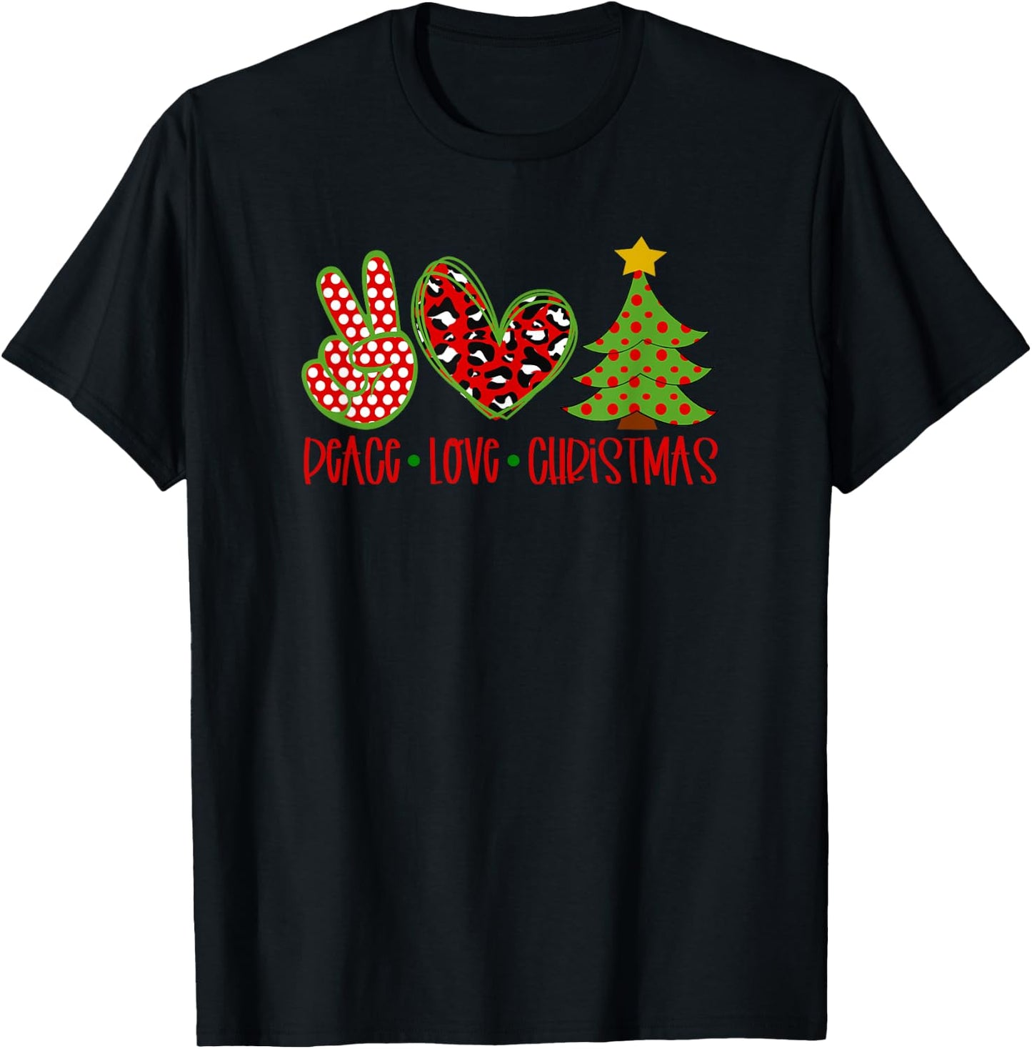 Peace Love Christmas T-Shirt - T-Shirt | Black