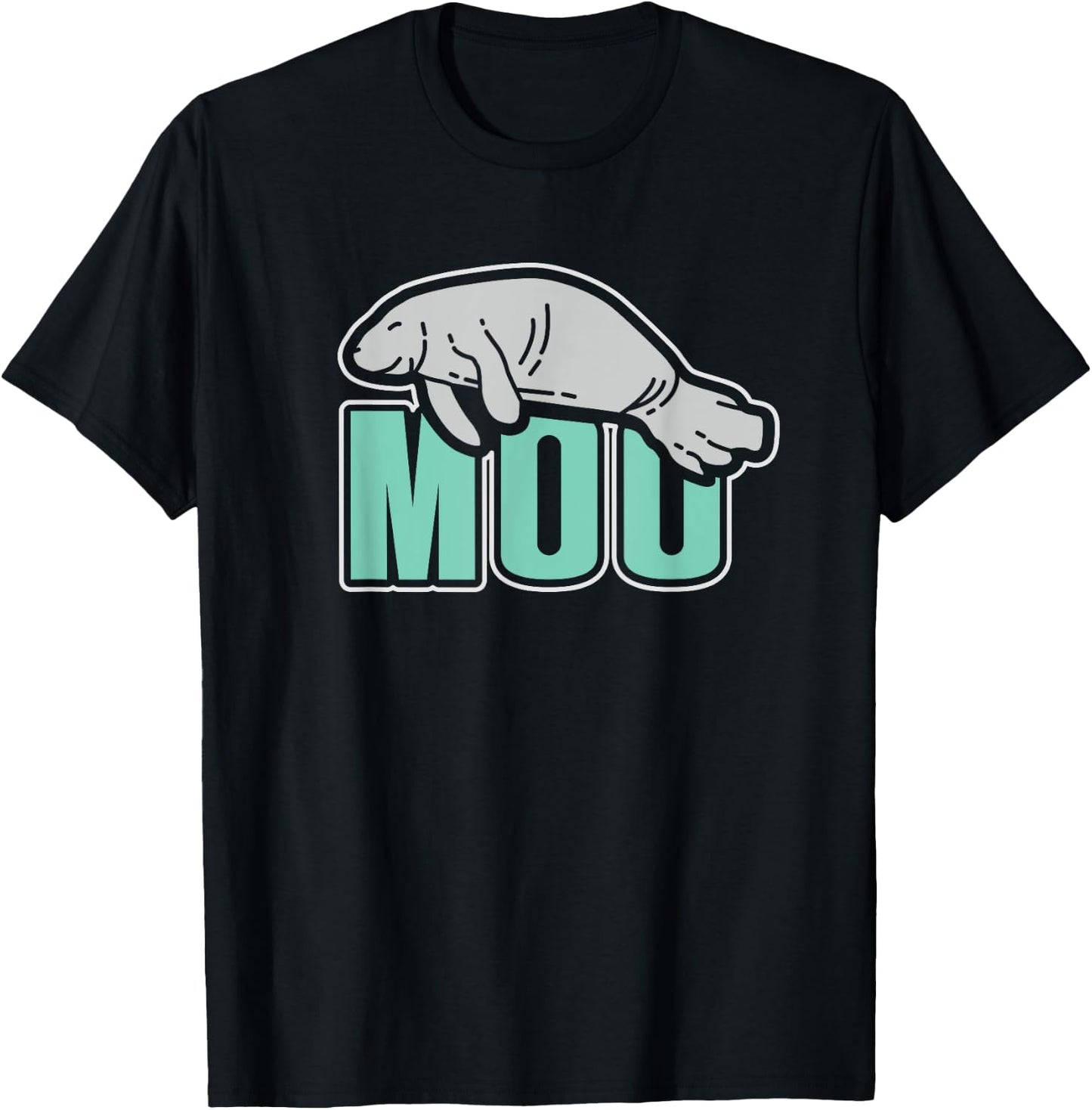 Funny "Moo" Manatee Sea Cow T-Shirt - T-Shirt | Black