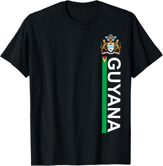 Guyana National Pride Left Side Image Sporty T-Shirt - T-Shirt | Black