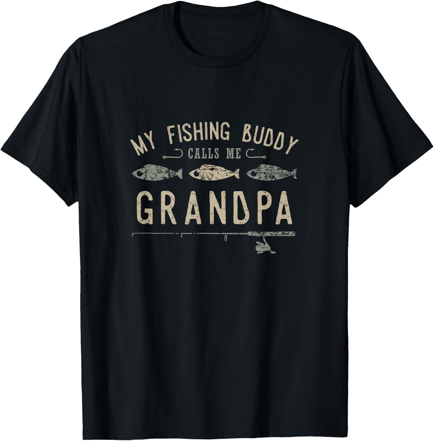 My Fishing Buddy Calls Me Grandpa Cute Father's Day Gift T-Shirt - T-Shirt | Black