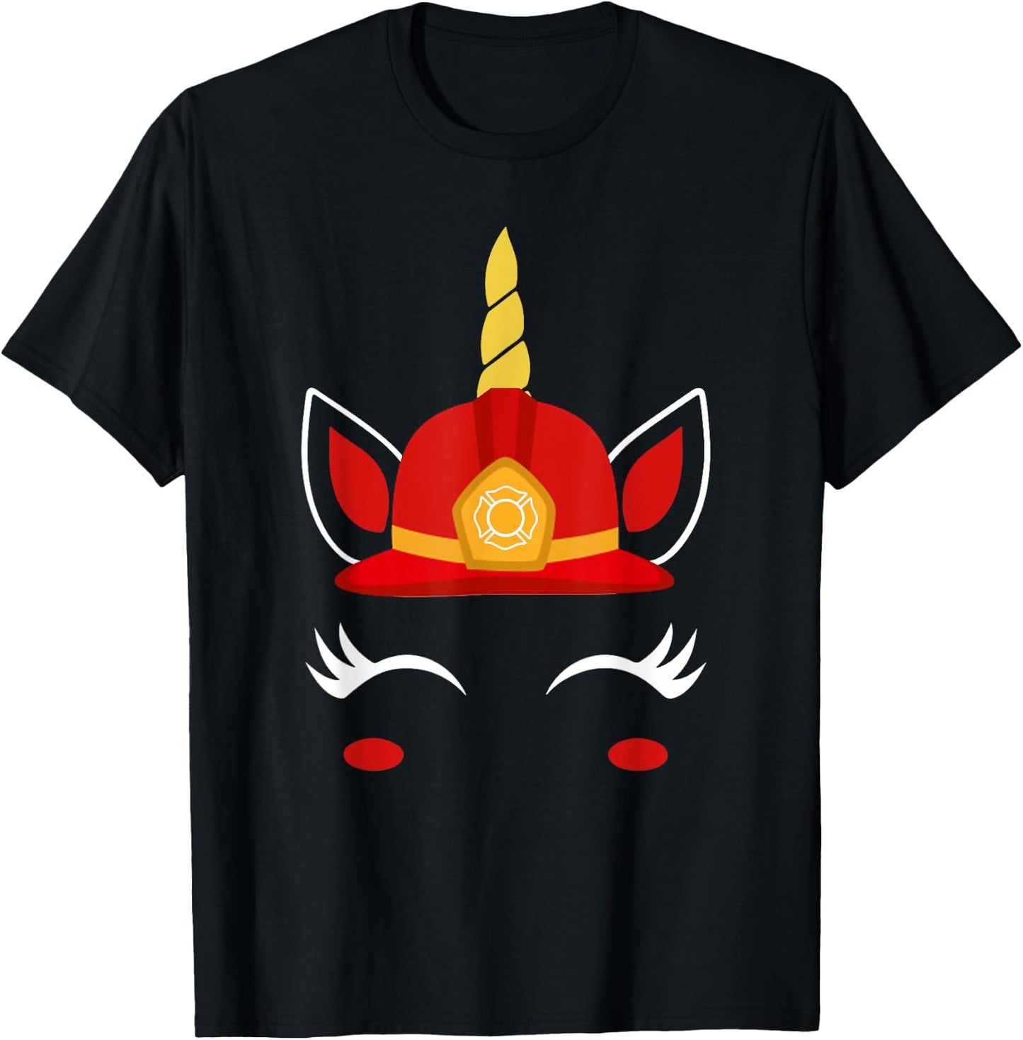 Unicorn Firefighter-Funny Fireman Birthday Party T-Shirt - T-Shirt | Black