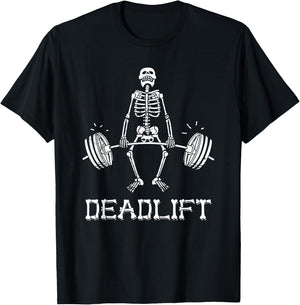 Deadlift Funny Halloween Skeleton Weight Lifting Workout T-Shirt - T-Shirt | Black