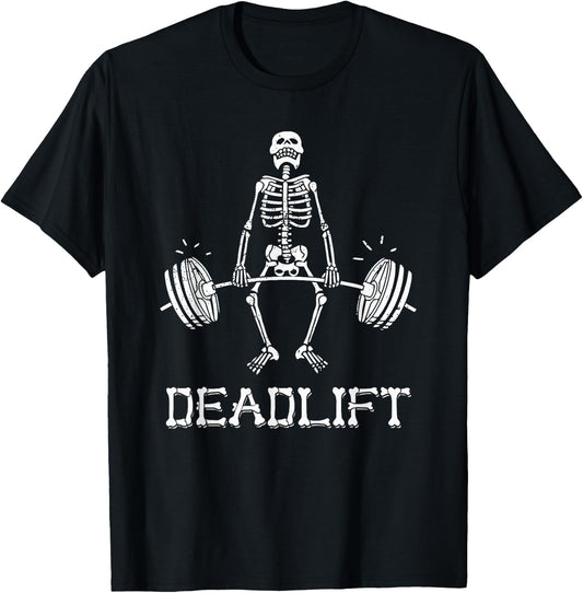 Deadlift Funny Halloween Skeleton Weight Lifting Workout T-Shirt - T-Shirt | Black
