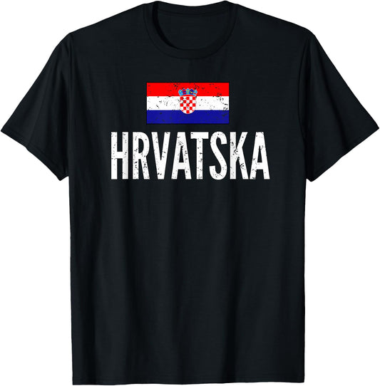 Croatia Soccer Football Jersey Vintage T-Shirt - T-Shirt | Black