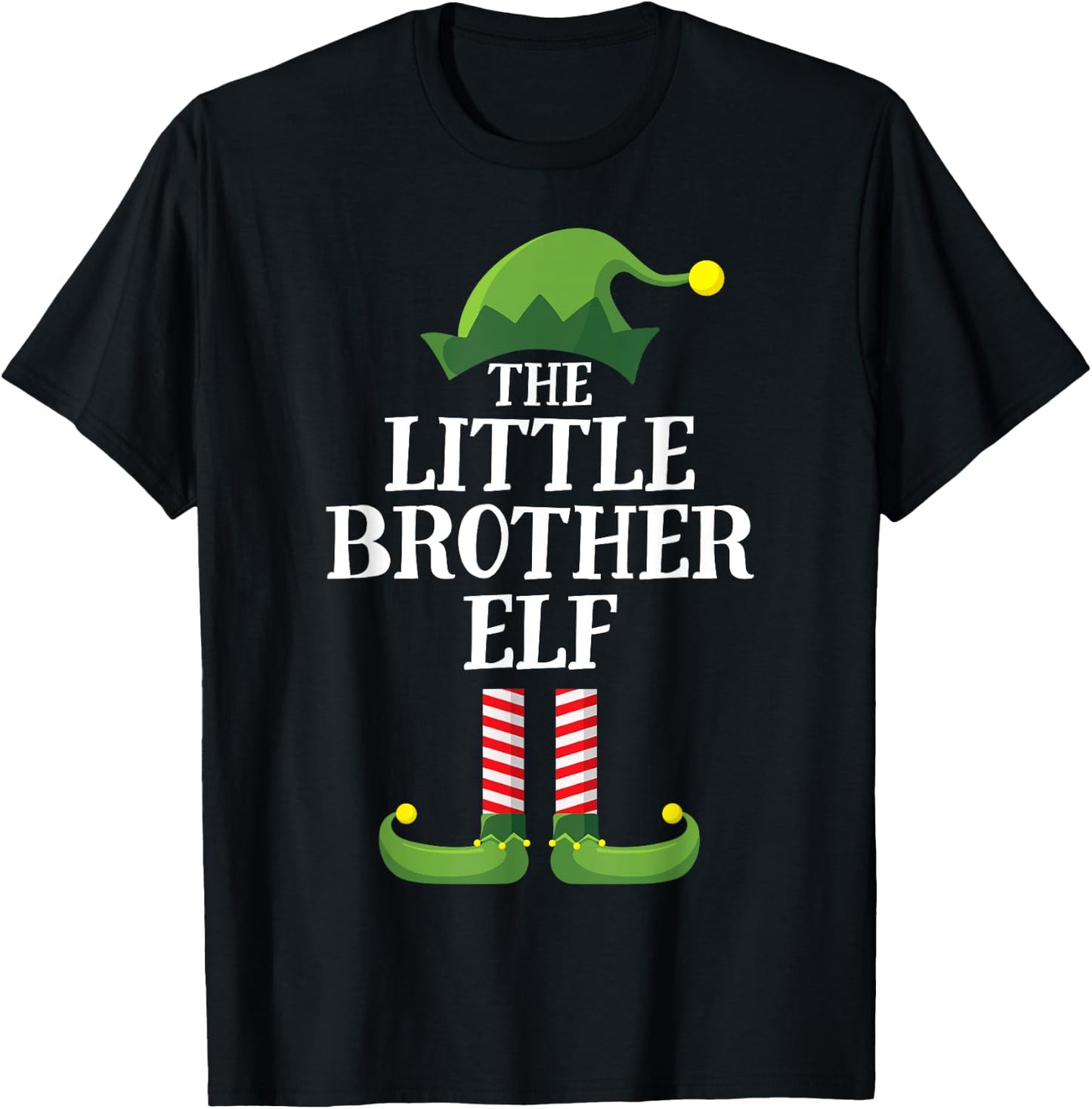 Little Brother Elf Matching Family Group Christmas Boys T-Shirt - T-Shirt | Black