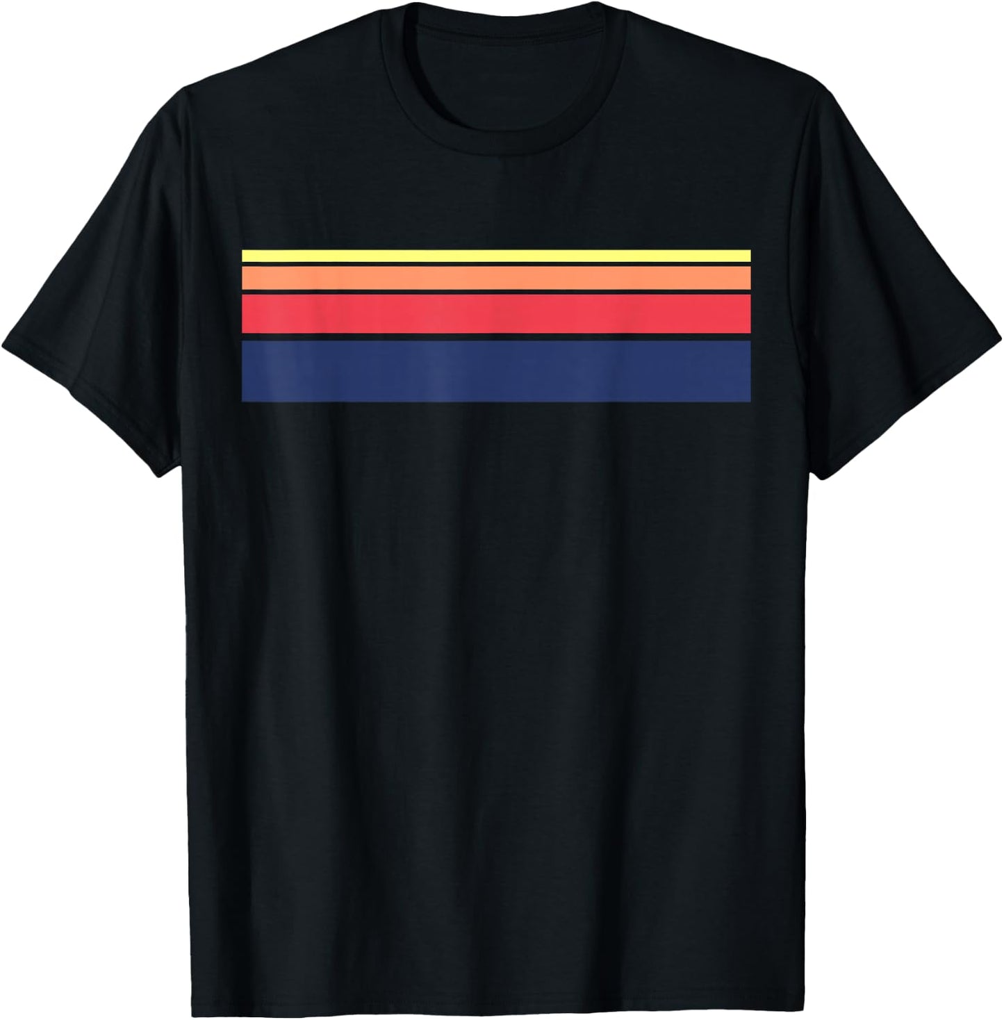 Retro Sunset Color Stripe Pattern T Shirt T-Shirt - T-Shirt | Black