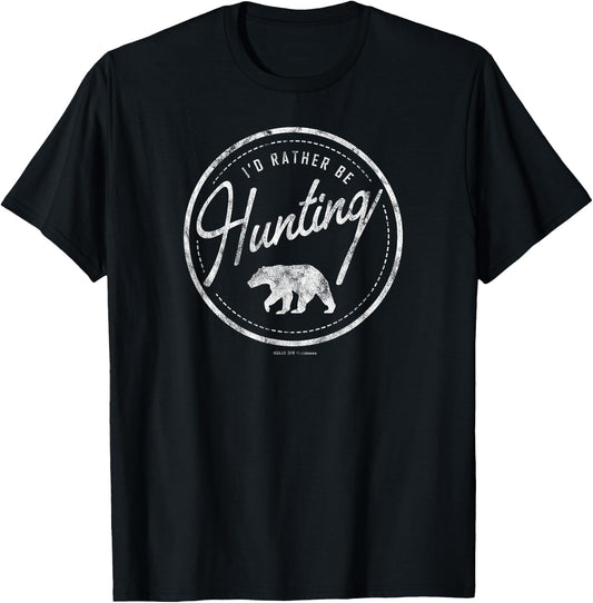I'd Rather Be Hunting Bear , Retro style, faded T-Shirt - T-Shirt | Black