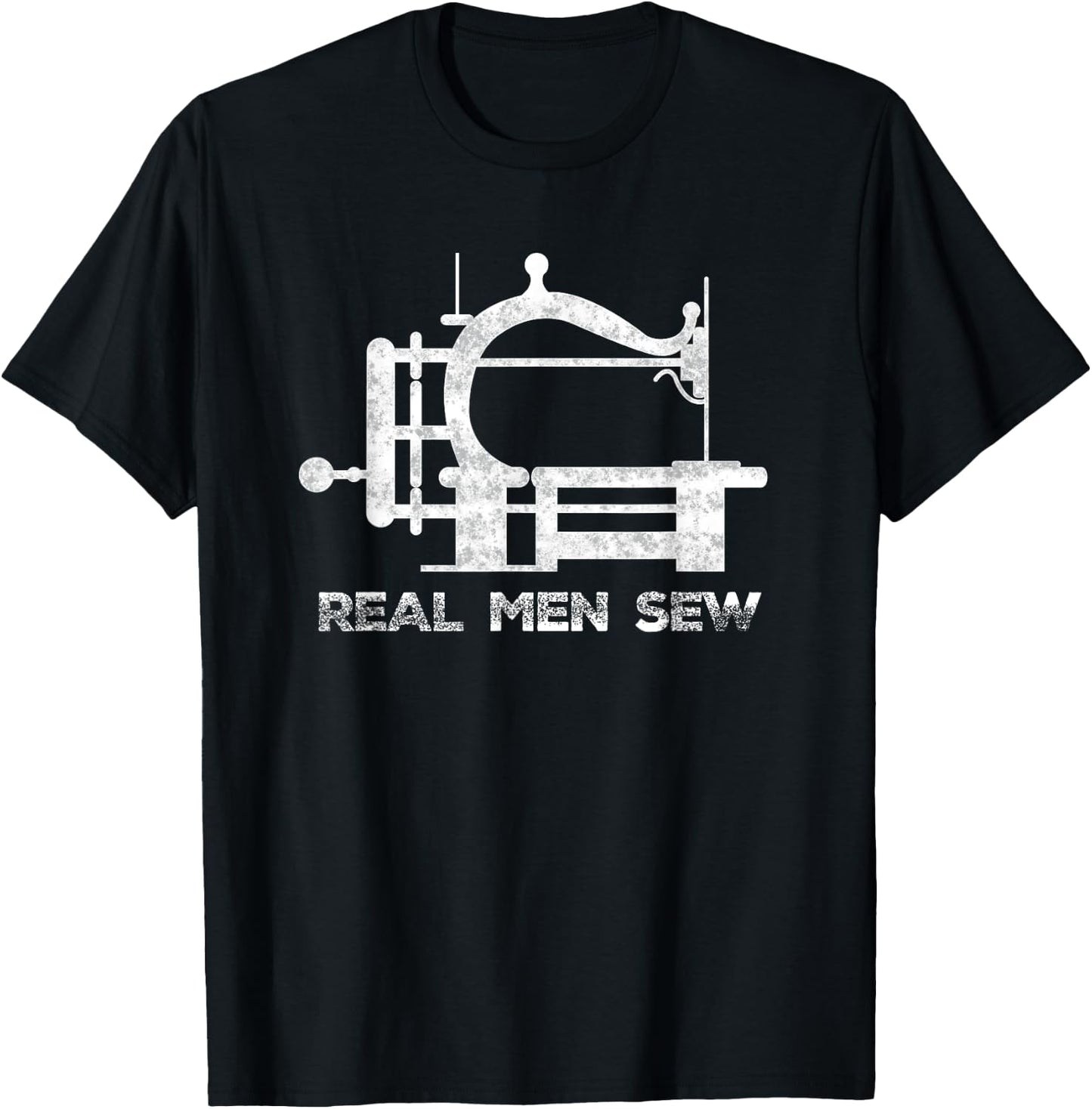 Real Men Sew Vintage Chainstitch Sewing Machine T-Shirt - T-Shirt | Black
