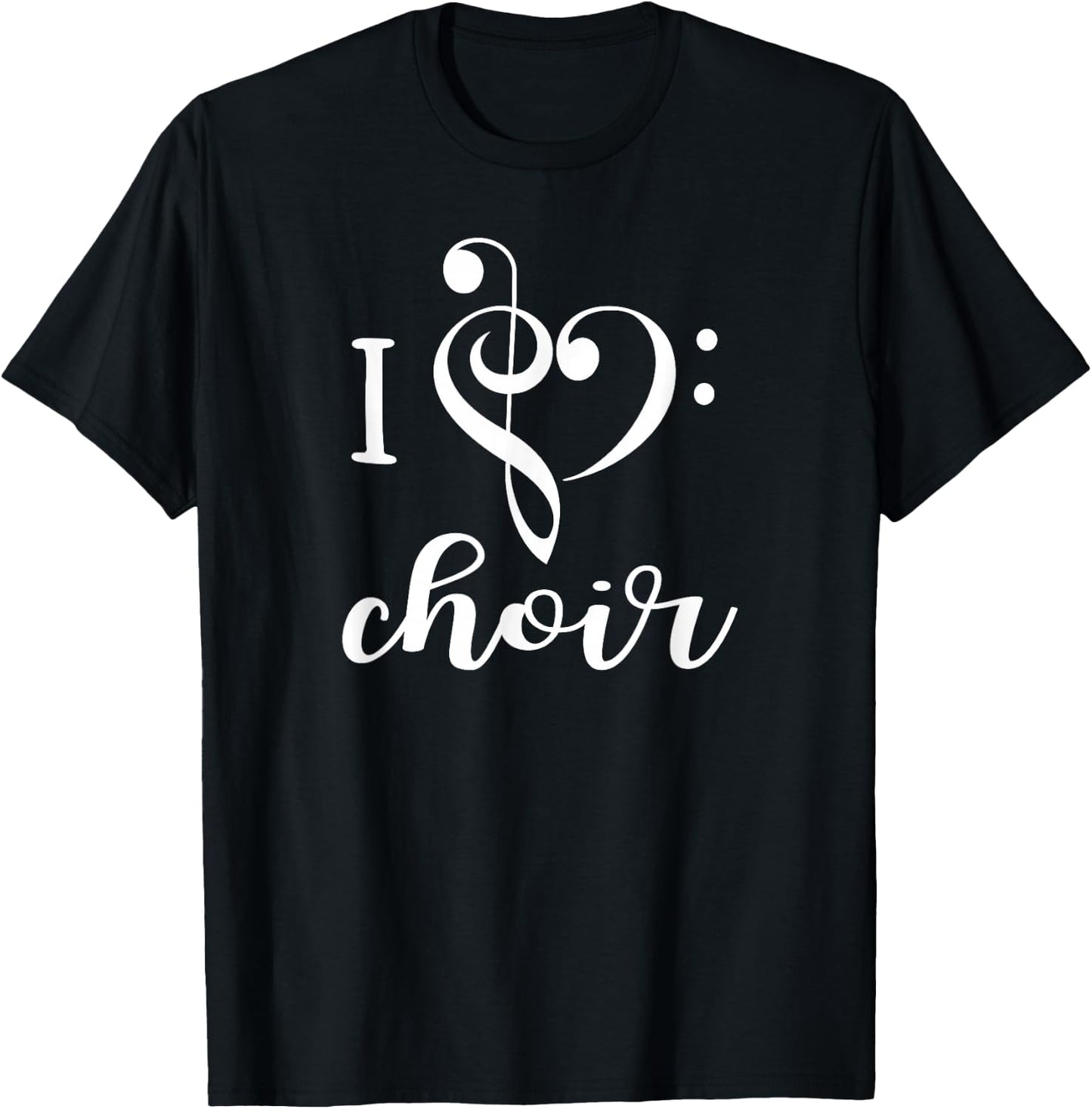 I Heart Choir T Shirt Love Music Chorus Treble Bass Clef T-Shirt - T-Shirt | Black