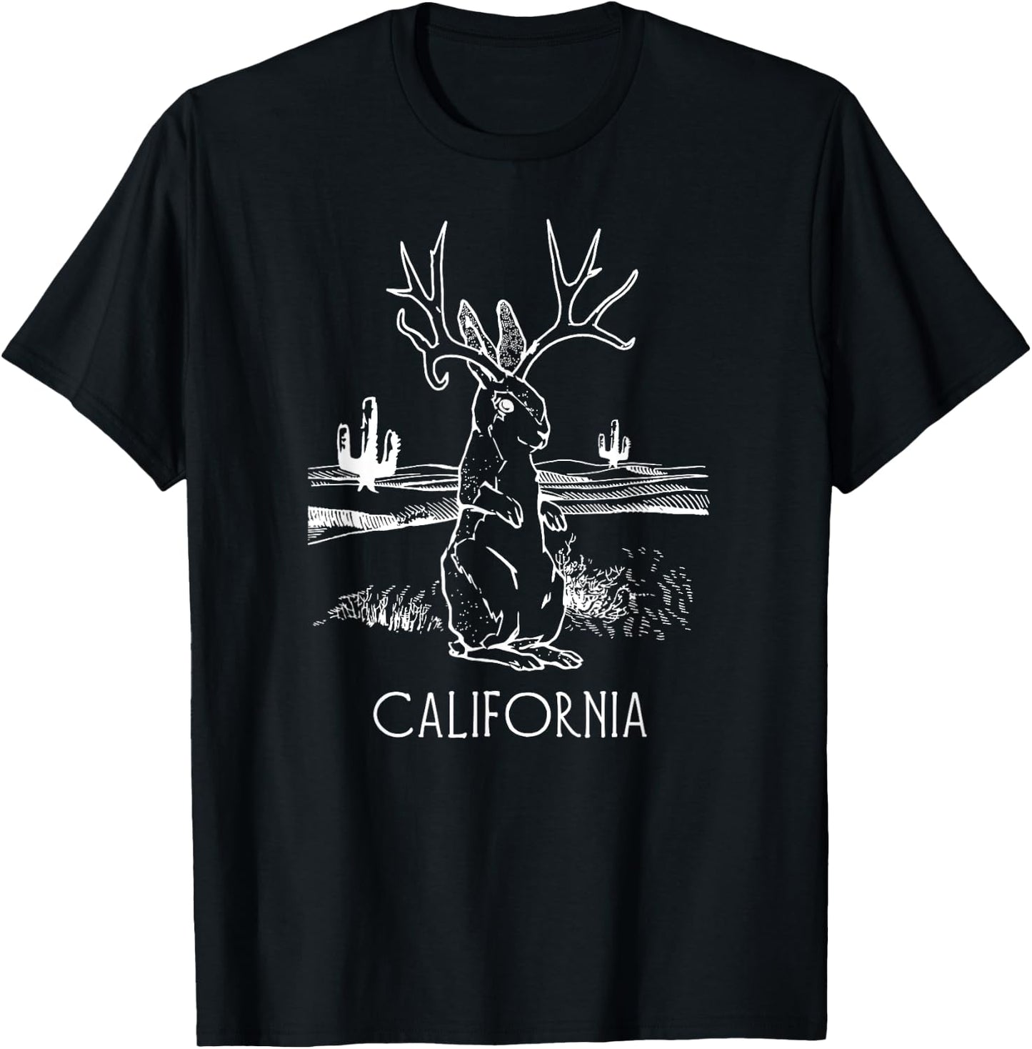 California Jackalope Cute Cali Crytpid Jackrabbit T-Shirt - T-Shirt | Black
