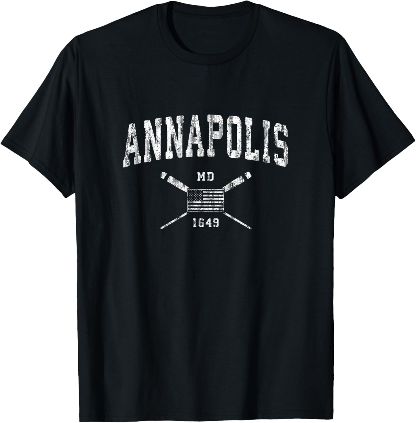 Annapolis MD Nautical Vintage US Flag T-Shirt - T-Shirt | Black