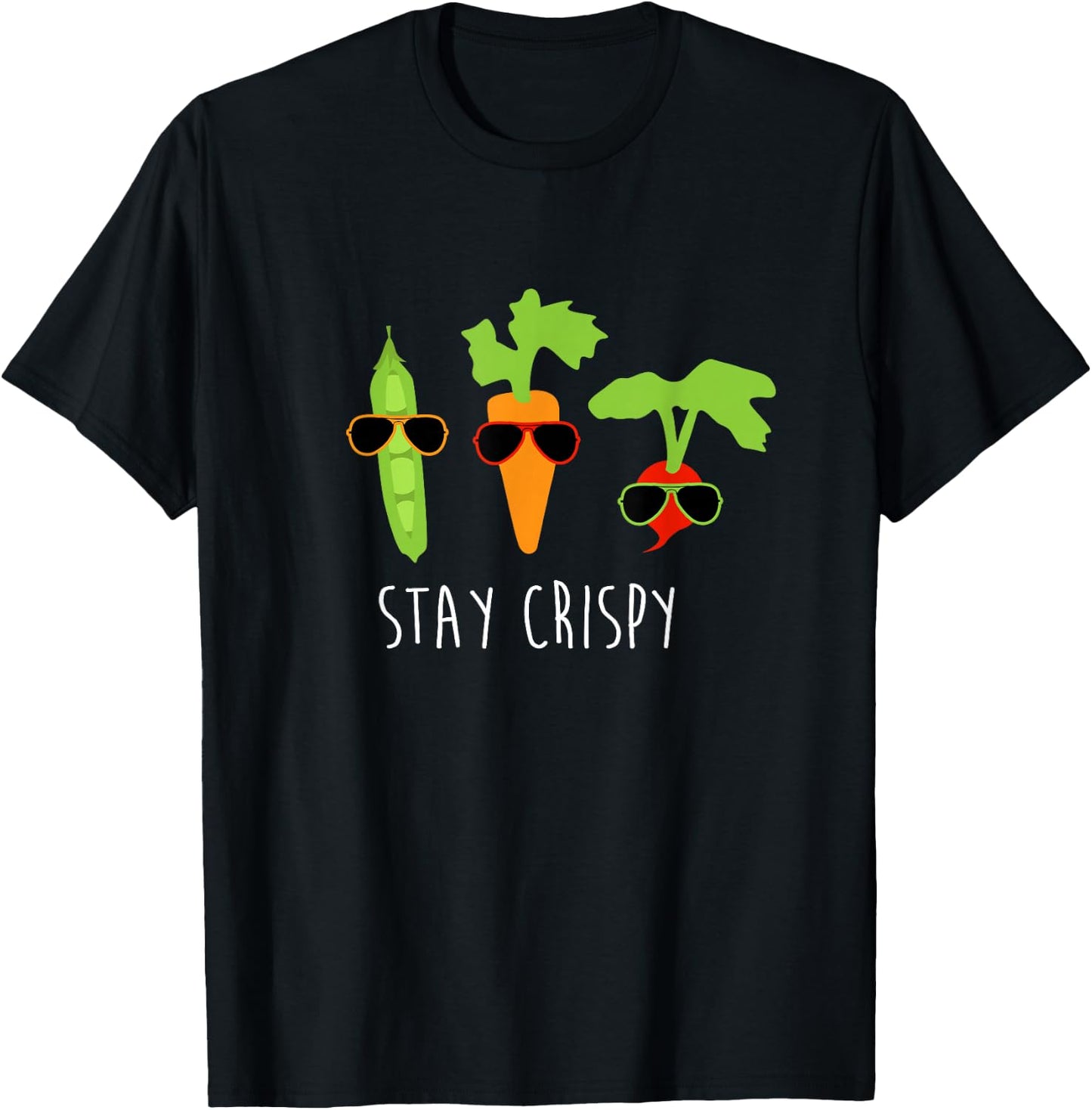 Stay Crispy Veggie Shirt Vegetable Sunglasses Gardening GIft T-Shirt - T-Shirt | Black