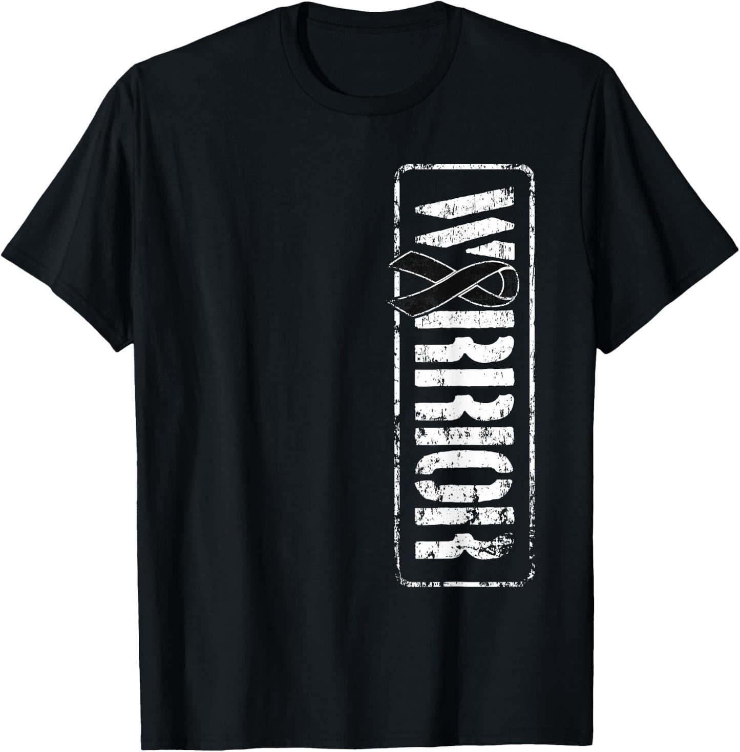Melanoma Skin Cancer Awareness - Military Warrior Ribbon T-Shirt - T-Shirt | Black
