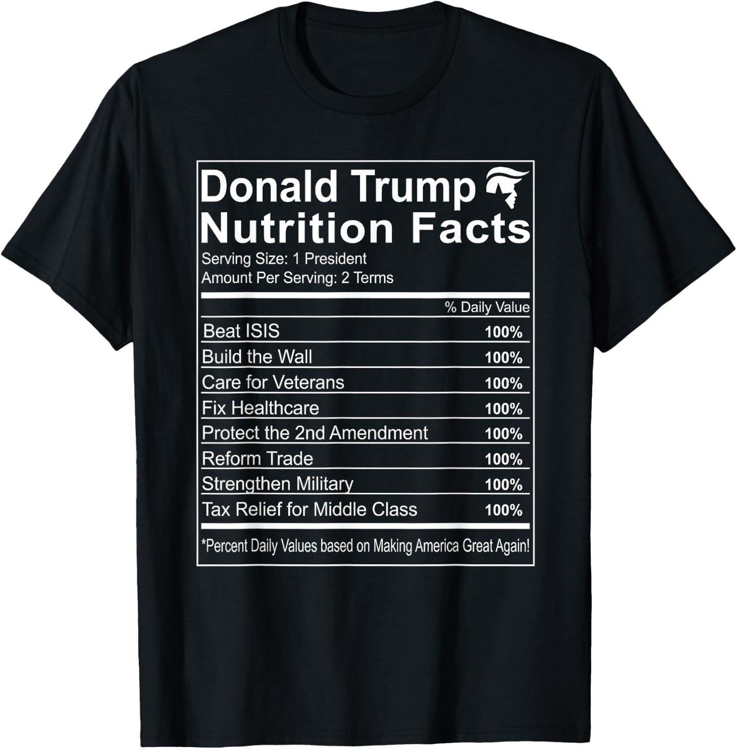 Donald Trump Nutrition Facts Make America Great Small T-Shirt - T-Shirt | Black
