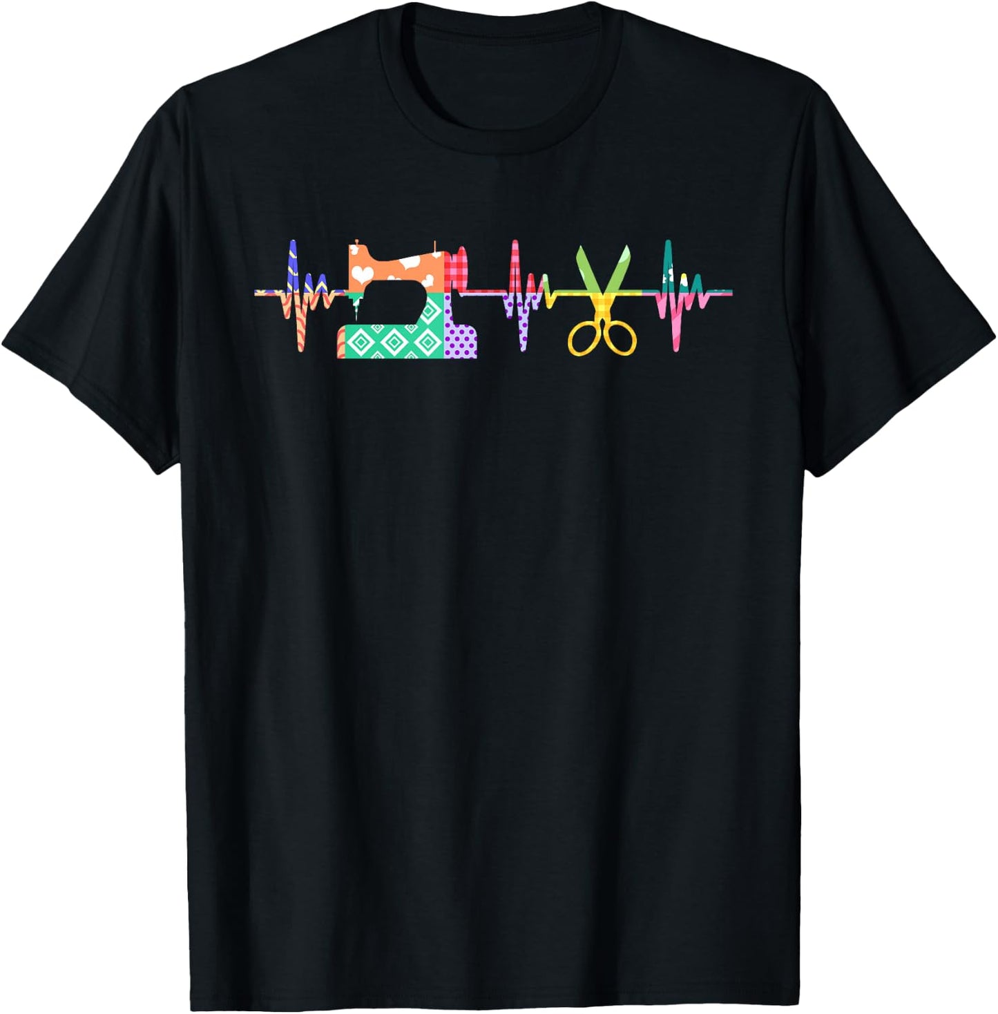 Quilter Sewing Heartbeat for Quilting Lover MM T-Shirt - T-Shirt | Black