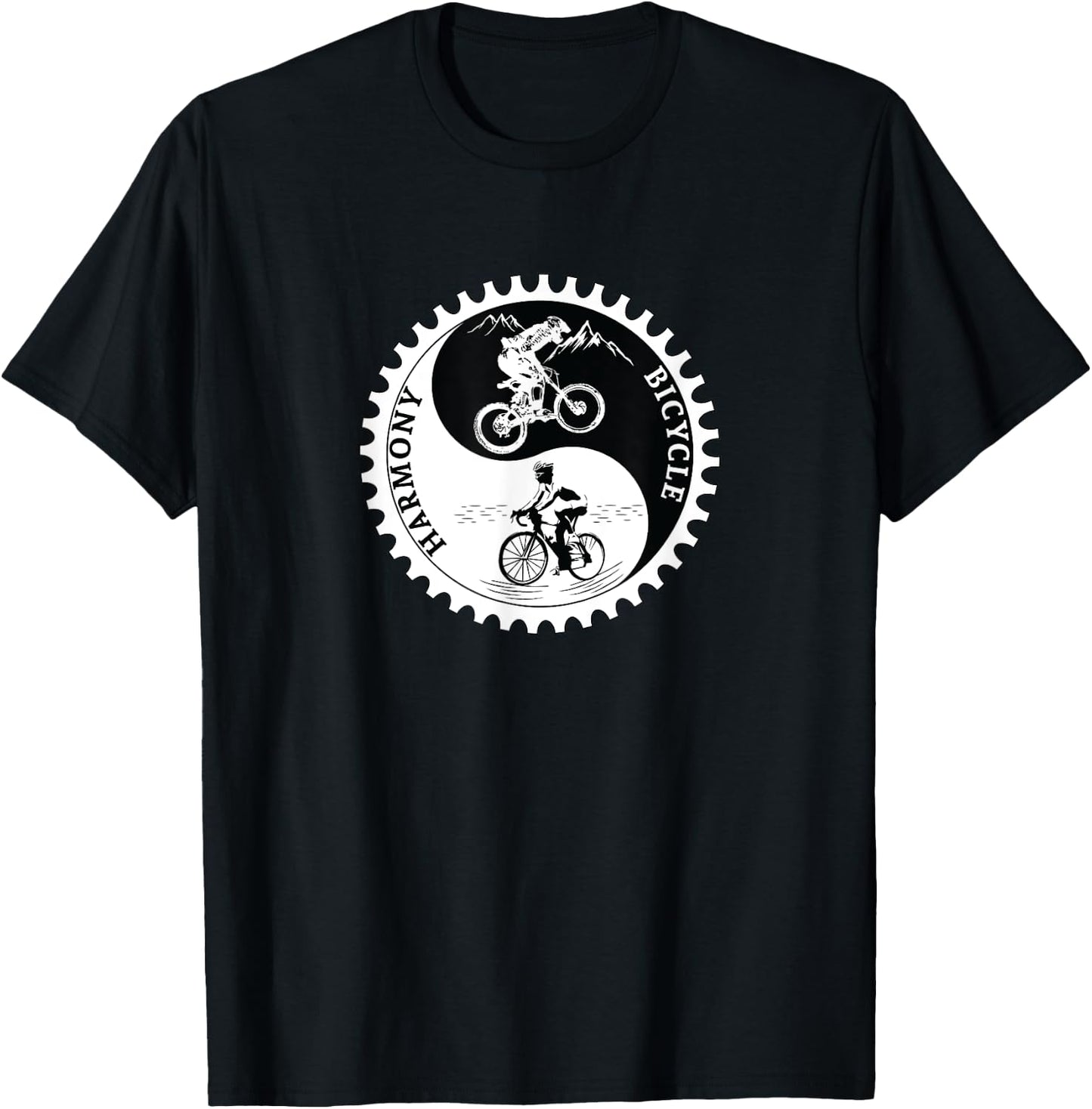 Bicycle Shirt Gift Yin Yang Road And Mountain Bike Month T-Shirt - T-Shirt | Black