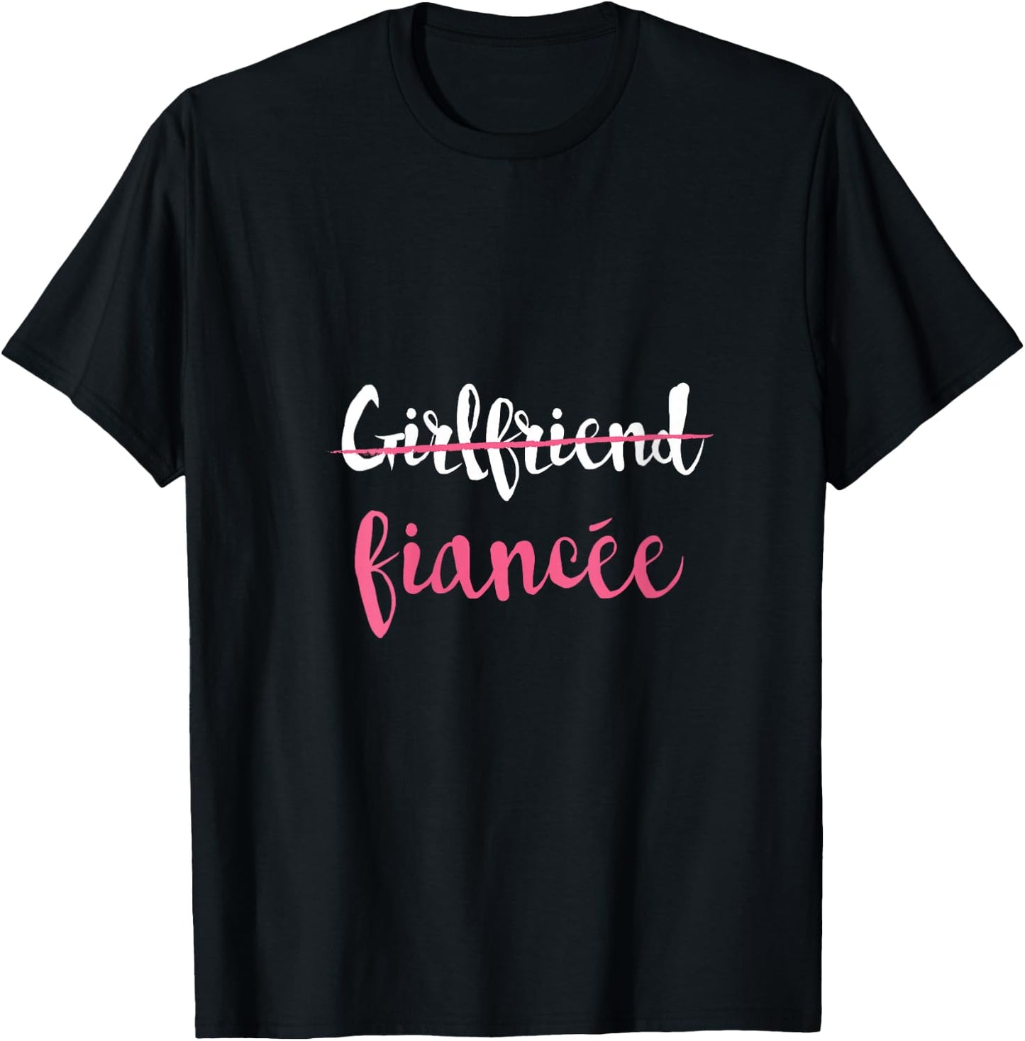 Couple Engagement Just Engaged Girlfriend Fiancee V-Neck T-Shirt - T-Shirt | Black