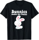 BUNNIES MAKE ME HAPPY Toddler Girl Kid Mom Cute Easter Bunny T-Shirt - T-Shirt | Black