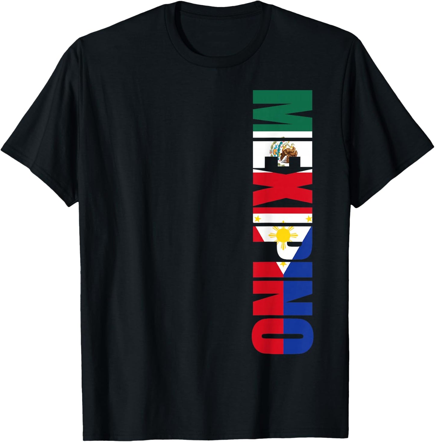 Mexipino Mexican Filipino American Heritage Vertical Shirt T-Shirt - T-Shirt | Black