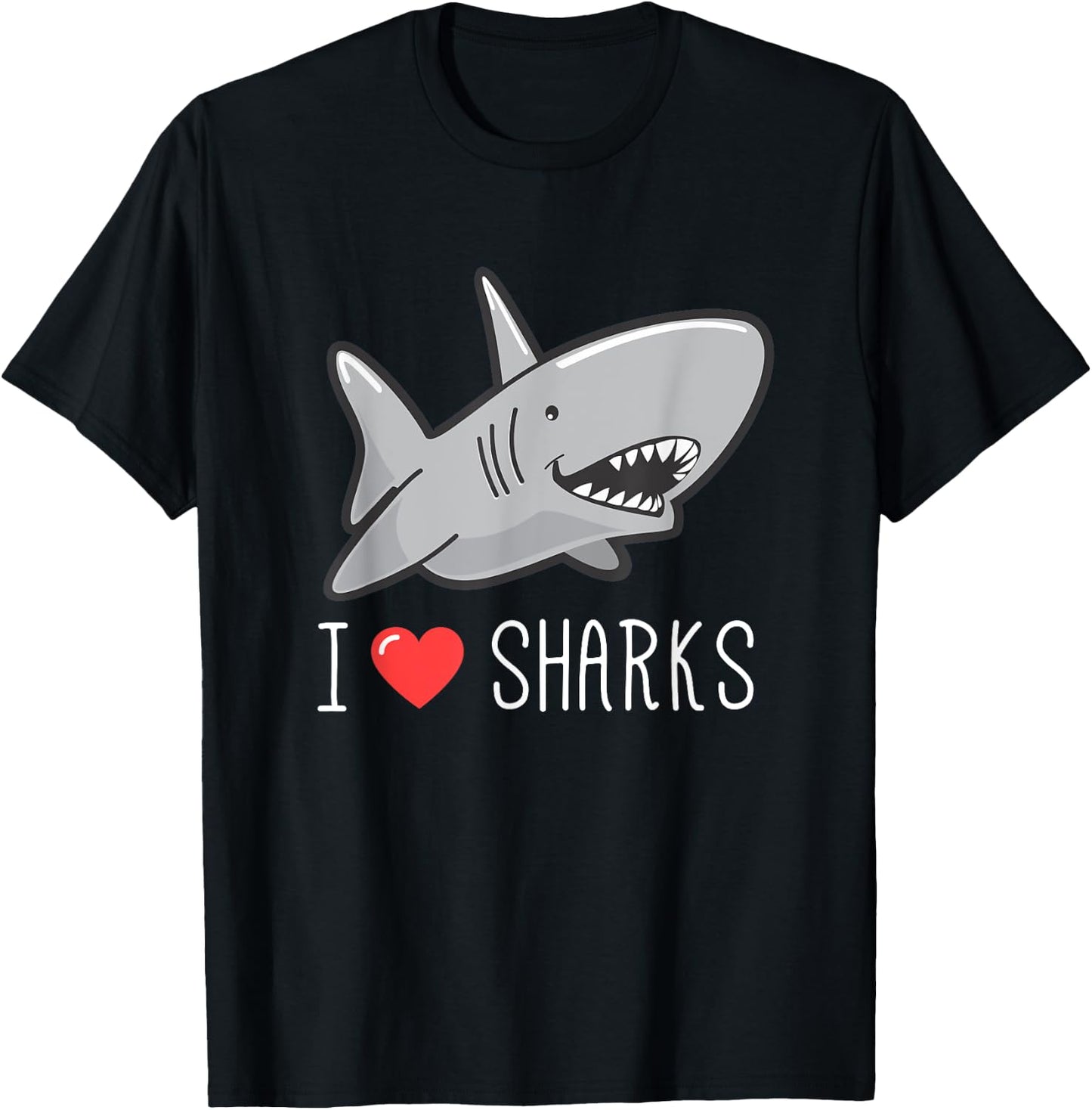 I Love Sharks for Kids and Adults Marine Life T-Shirt - T-Shirt | Black