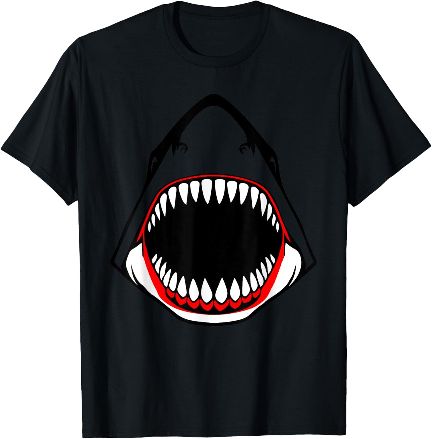 Shark Animal Jaws Open Mouth Head Costume Halloween Cosplay T-Shirt - T-Shirt | Black