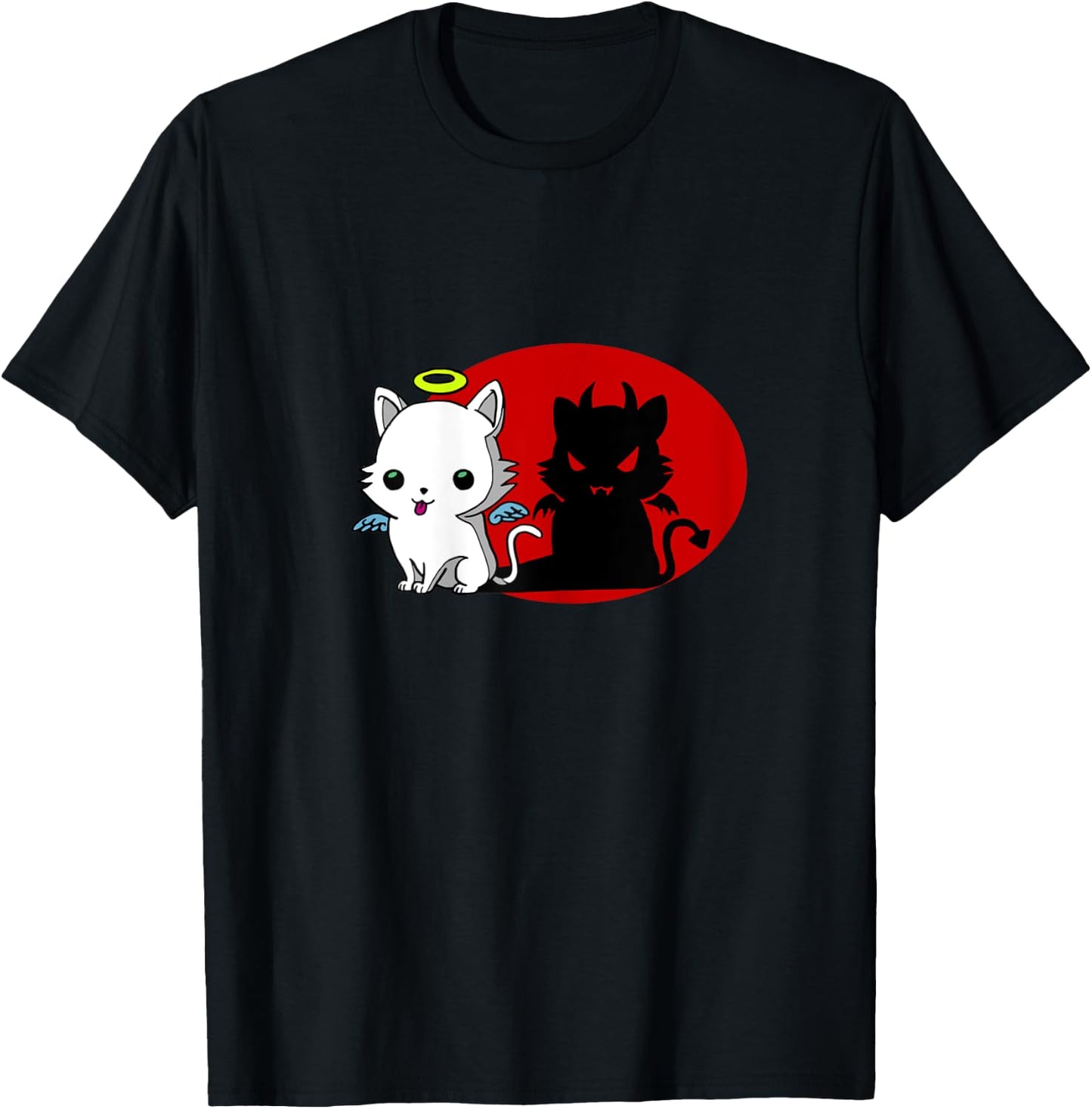 Funny Cat Angel Outside Devil Inside Comic Shirt T-Shirt - T-Shirt | Black