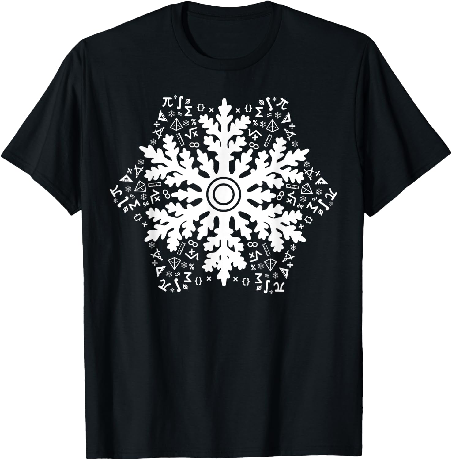 Christmas Mathematics Snowflake Math Teacher Student Pajamas T-Shirt - T-Shirt | Black