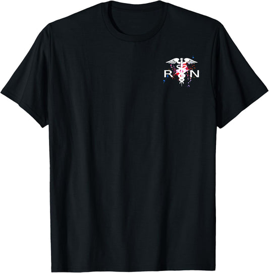 RN Registered Nurse Caduceus Symbol T-Shirt - T-Shirt | Black