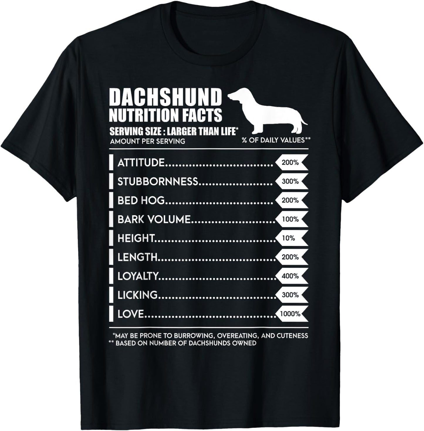 Weiner Dog T Shirt - Dachshund Nutrition Facts Shirt T-Shirt - T-Shirt | Black
