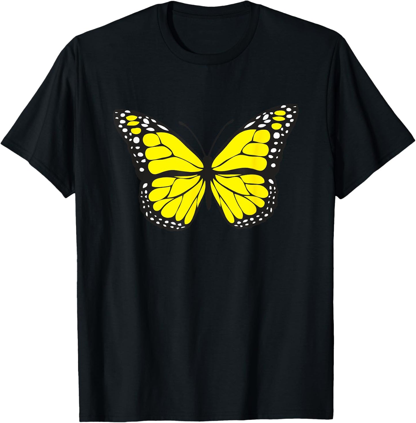 Cute Colorful Yellow Butterfly T-Shirt - T-Shirt | Black