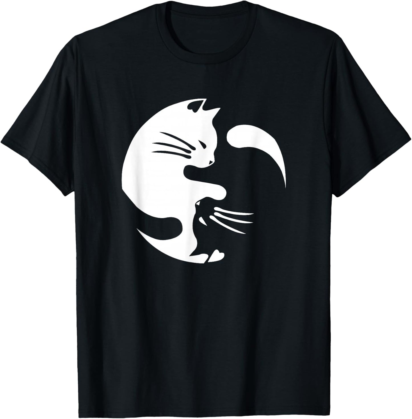 Cat Yin Yang Peace Loving Interconnected Gift T-Shirt - T-Shirt | Black