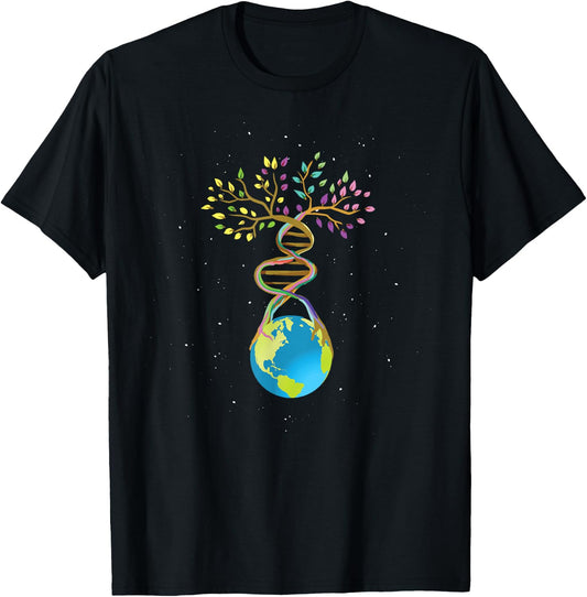 DNA Tree Life Mother Earth Genetics Biologist Science Shirt T-Shirt - T-Shirt | Black
