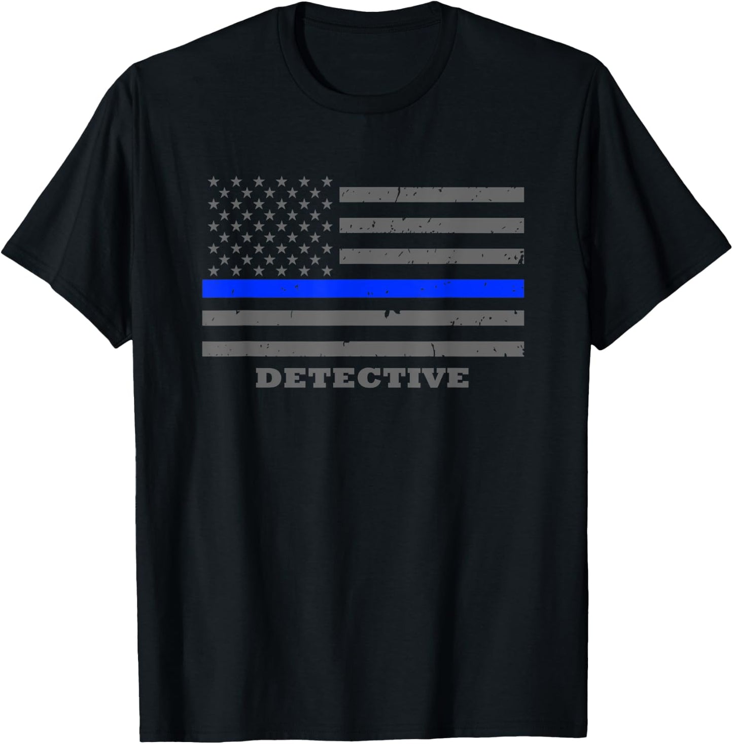 Police Detective Gift - Thin Blue Line American Flag T-Shirt - T-Shirt | Black